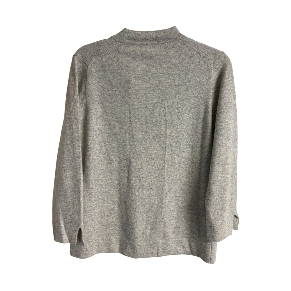 J.Crew Gray Merino Wool Angora Cashmere Blend Cardigan Sweater Jeweled Button L - Picture 2 of 9